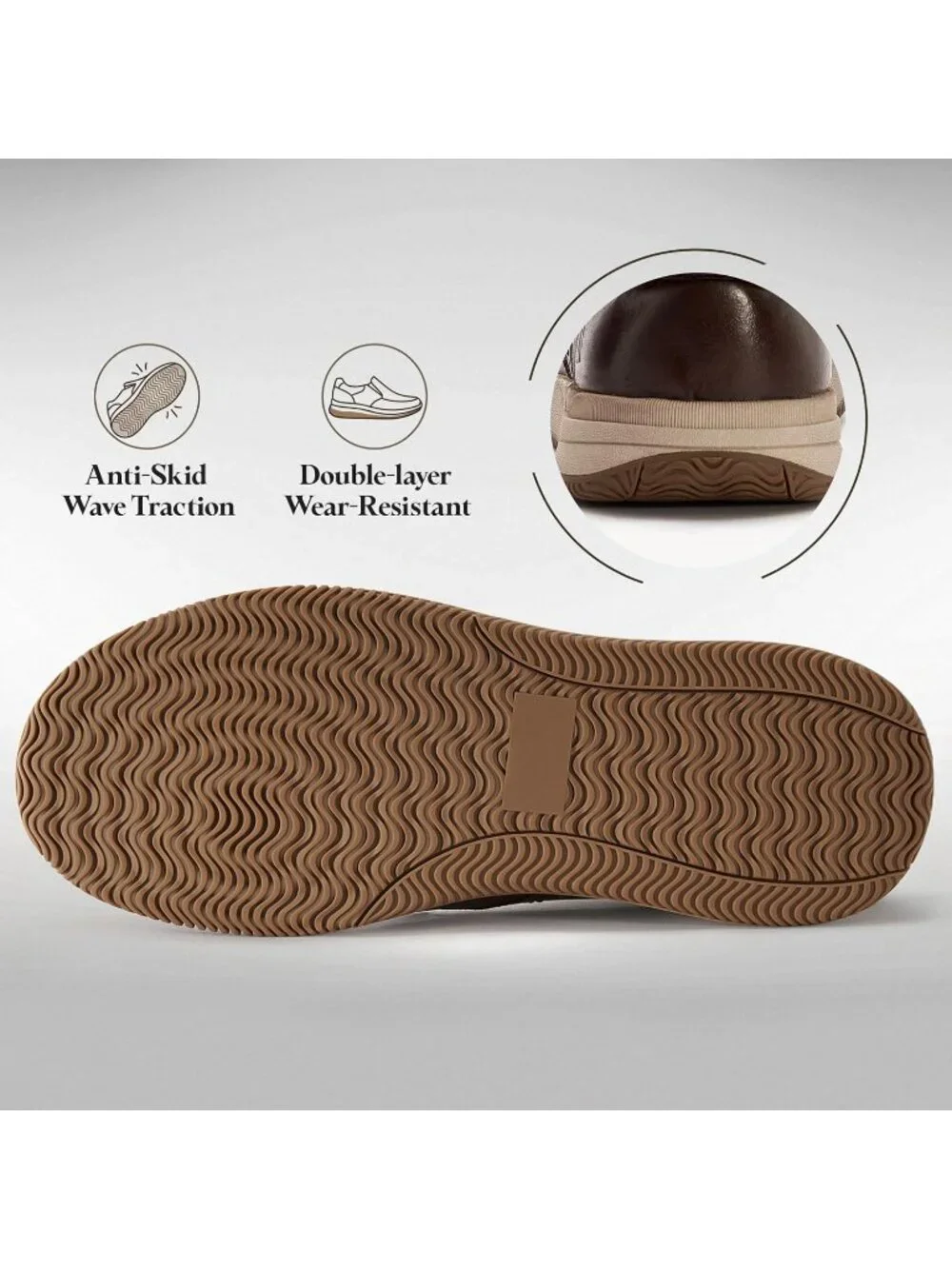 Men's Dark Brown Slip On Leather Loafers Shoes Breathable Mesh Casual Moc